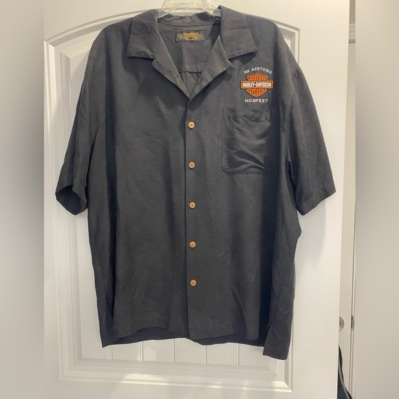 Harley-Davidson Other - Men’s Harley-Davidson eagle dry goods Collared Shirt silk black motorcycle